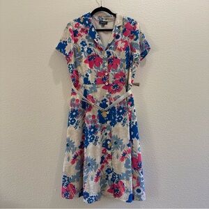 Modcloth Blue and Pink Floral Midi Dress